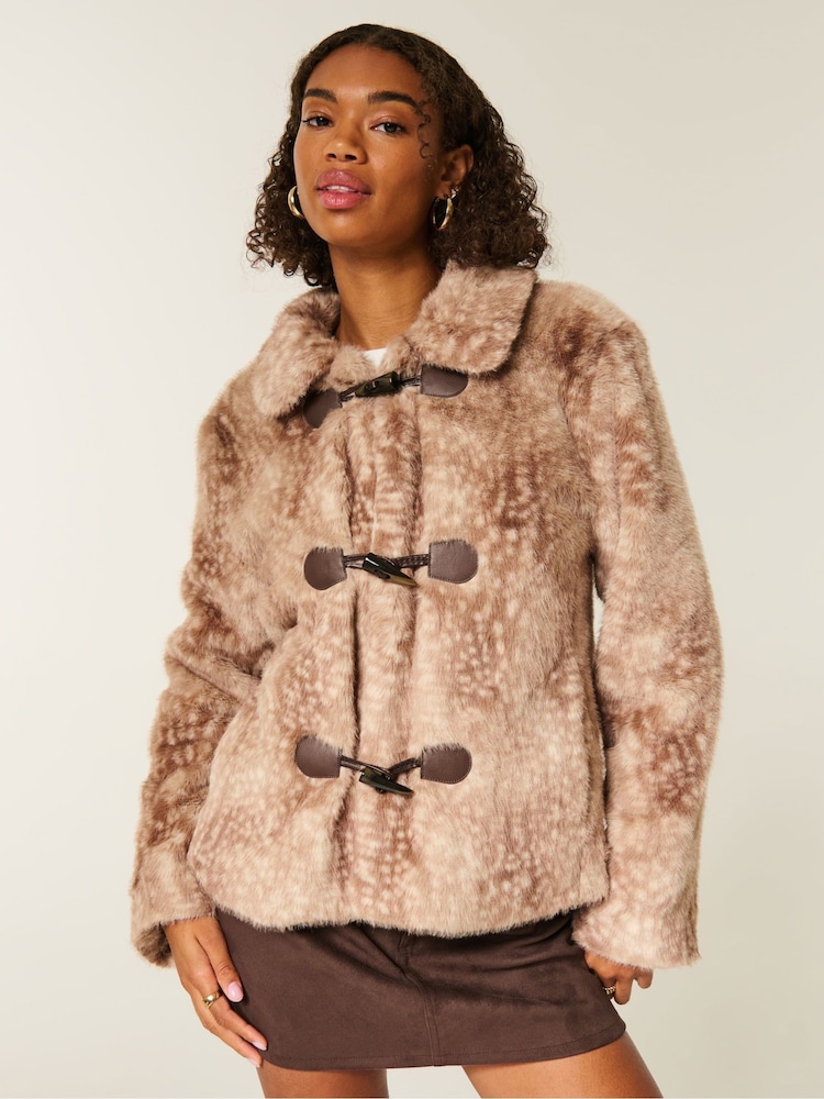 Hollister Faux Fur Coat - Image 1 of 5 Hollister Faux Fur Coat - Image 1 of 5