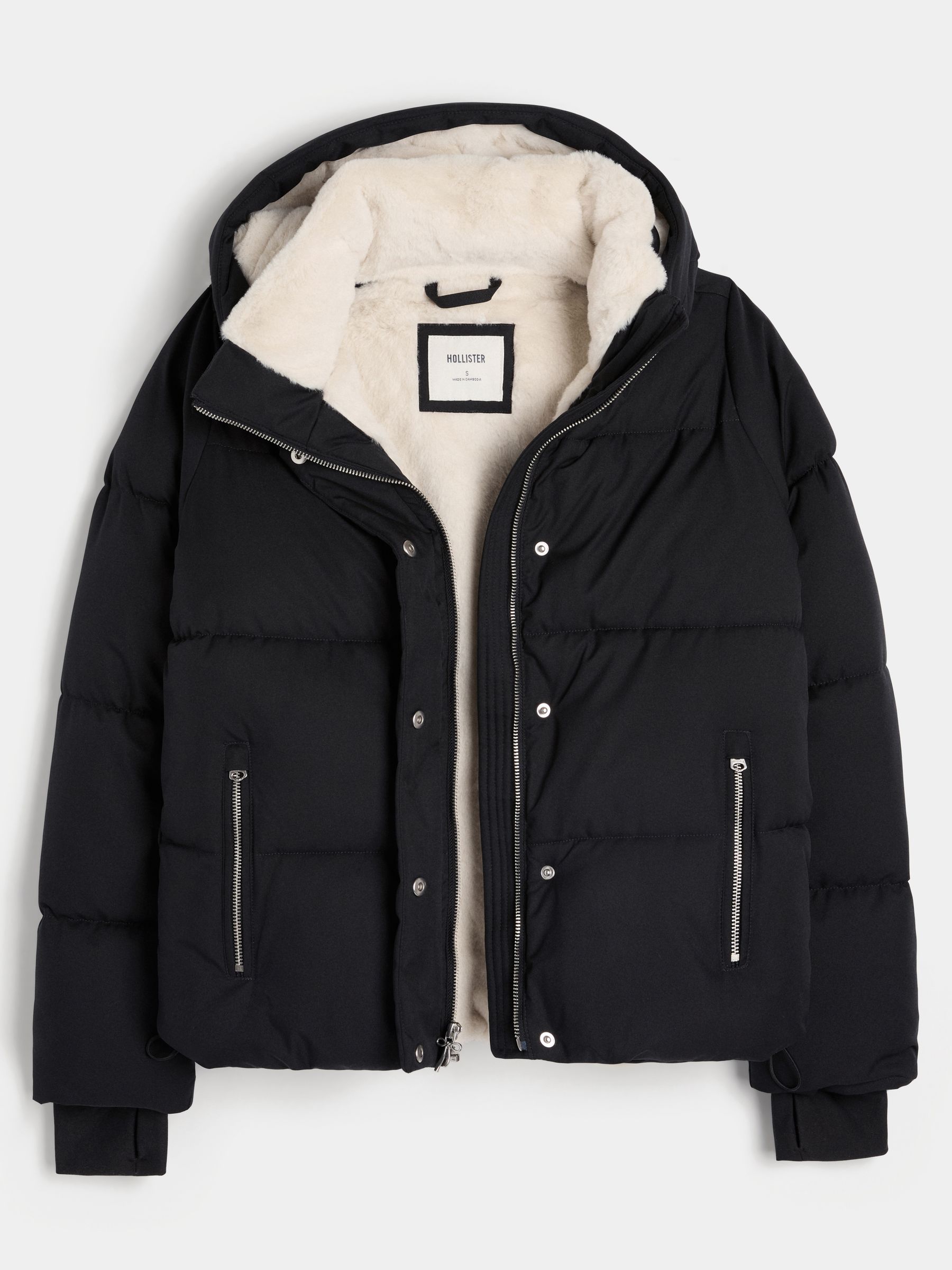 Buy Hollister Black Chrome All Weather Puffer Coat from Next USA