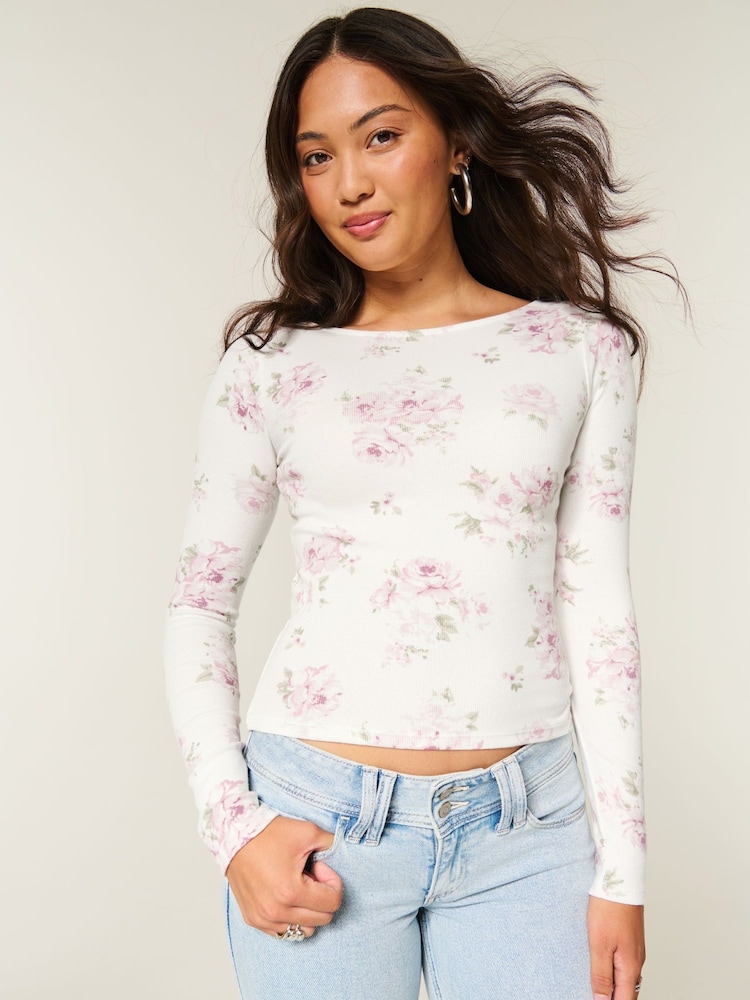 Hollister Slash Neck Long Sleeve Top - Image 1 of 3