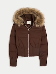 Hollister Bomber Coat With Faux Fur Hood - Image 3 of 3