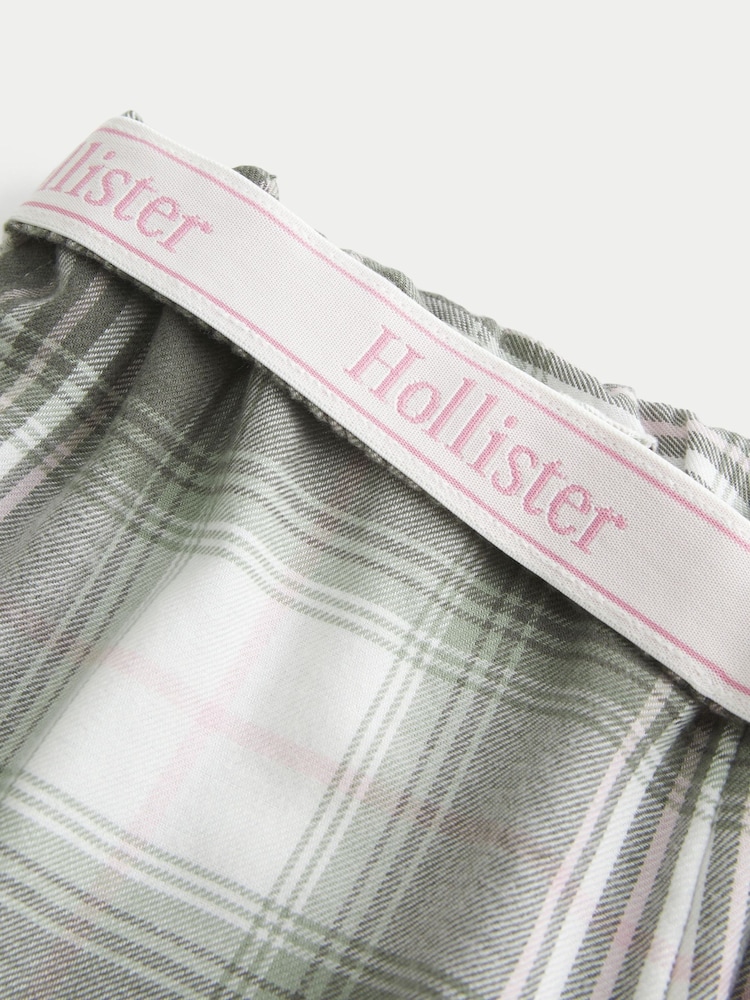 Hollister Green Flannel Check Pyjama Bottoms With Logo Waistband - Image 5 of 5