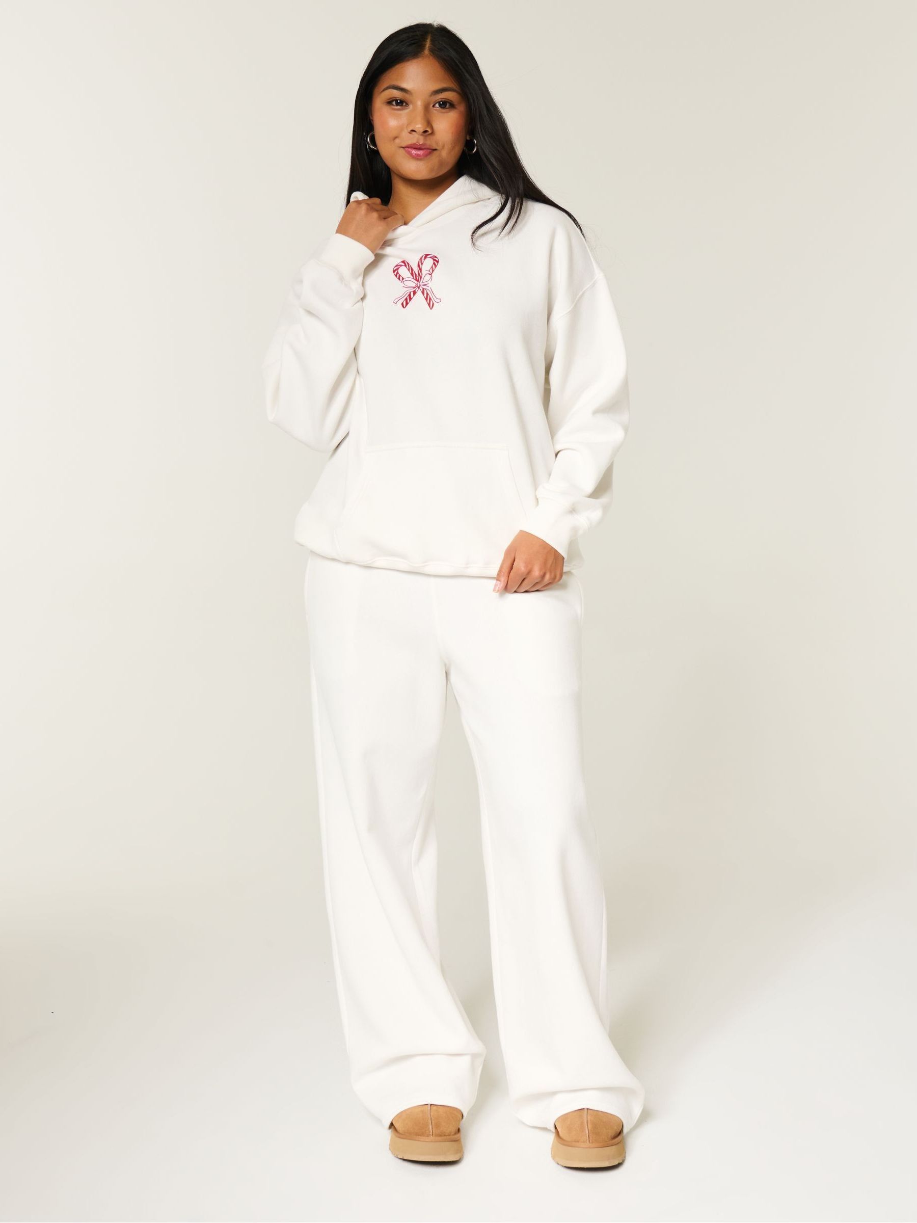 Buy Hollister White Low Rise Baggy Candy Cane Christmas Graphic