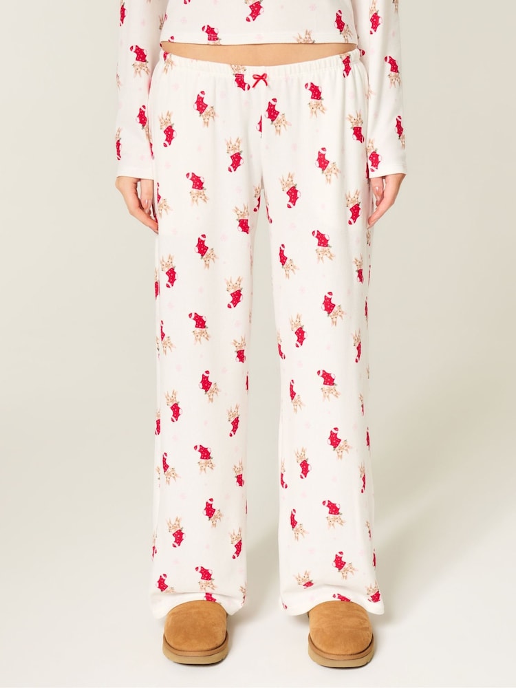 Hollister Cream Christmas Cozy Long Sleeve Pyjamas Bottoms - Image 1 of 4