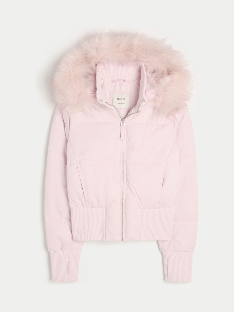 Buy Hollister Bomber Coat With Faux Fur Hood from Next USA