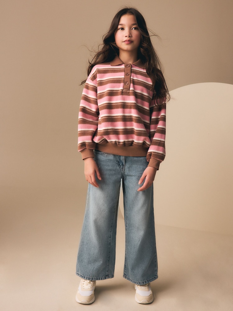 Dungi roz/maro - Fleece Rugby Style Top (3-16yrs) - Imaginea 4 din 4