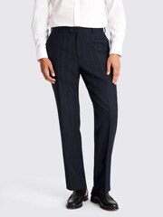 MOSS Regular Fit Navy Blue Stripe Trousers - Image 1 of 3
