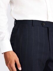MOSS Regular Fit Navy Blue Stripe Trousers - Image 3 of 3