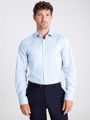 MOSS Blue Stripe Slim Fit Stretch Shirt - Image 1 of 3
