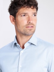 MOSS Blue Stripe Slim Fit Stretch Shirt - Image 2 of 3