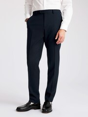 MOSS Slim Fit Dark Teal Blue Flannel Trousers - Image 1 of 3