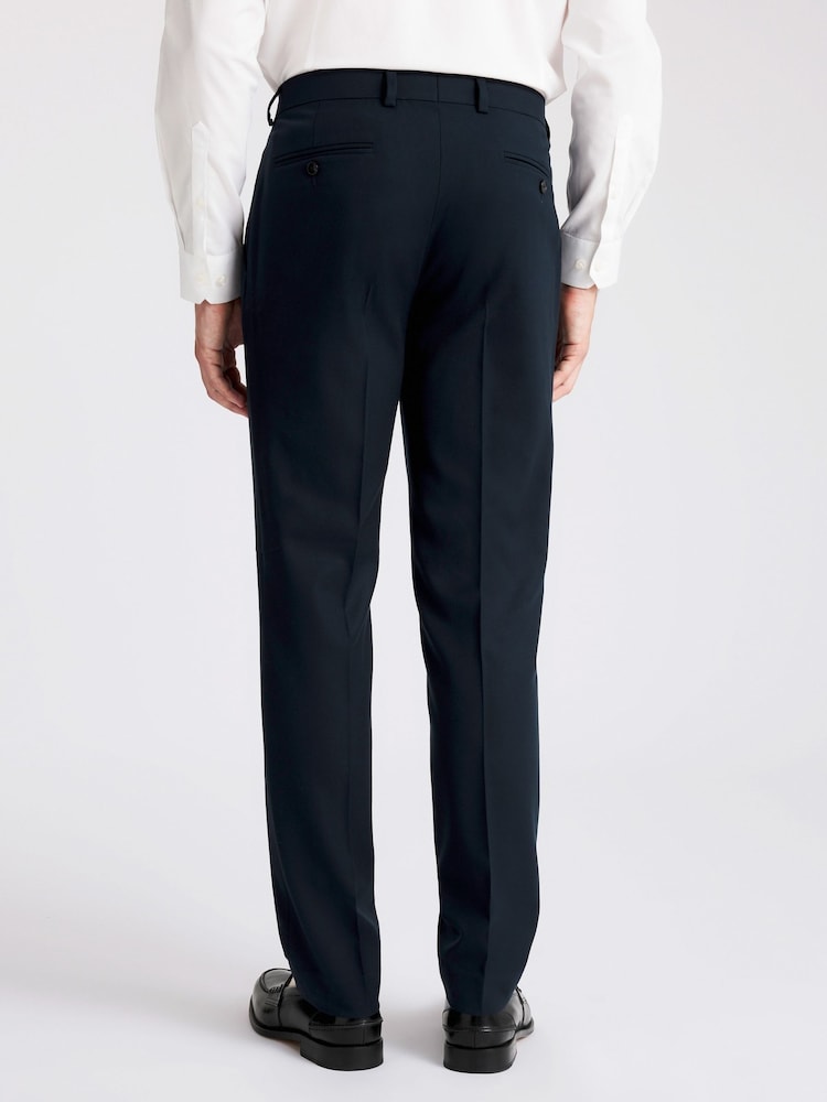 MOSS Slim Fit Dark Teal Blue Flannel Trousers - Image 2 of 3