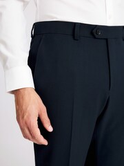 MOSS Slim Fit Dark Teal Blue Flannel Trousers - Image 3 of 3