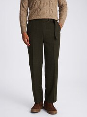 MOSS Dark Green Self Belt Trousers - Image 1 of 4
