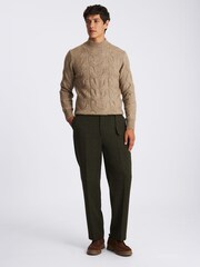 MOSS Dark Green Self Belt Trousers - Image 2 of 4