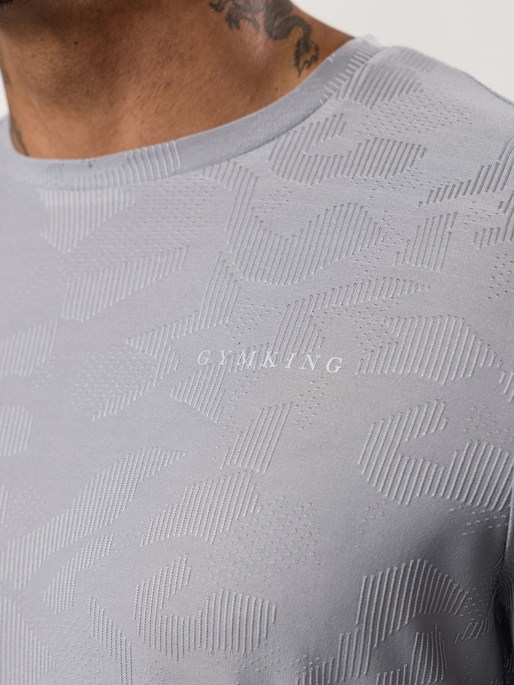 Gym King Grey Progress Texture T-Shirt - Image 4 of 4