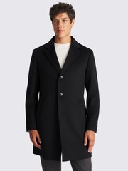 MOSS Navy Blue Wool Blend Overcoat - Image 1 of 4