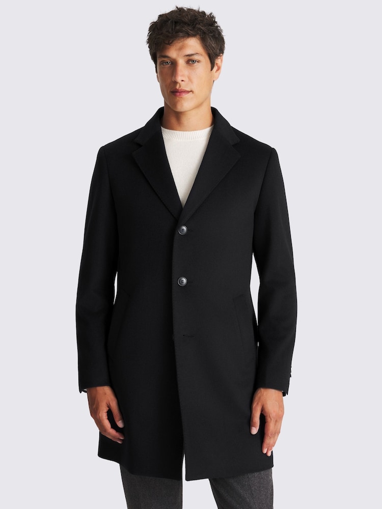 MOSS Navy Blue Wool Blend Overcoat - Image 1 of 4