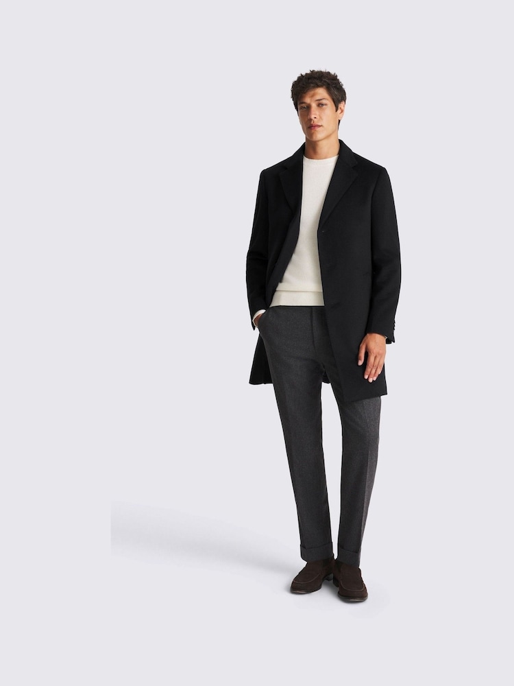 MOSS Navy Blue Wool Blend Overcoat - Image 2 of 4 MOSS Navy Blue Wool Blend Overcoat - Image 2 of 4