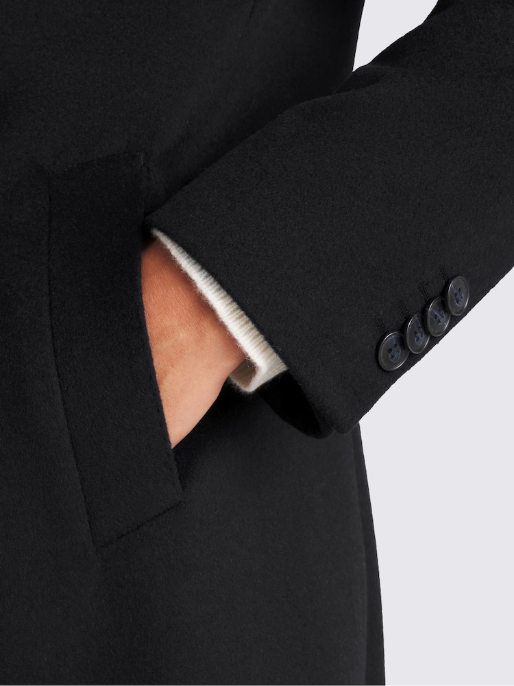 MOSS Navy Blue Wool Blend Overcoat - Image 4 of 4