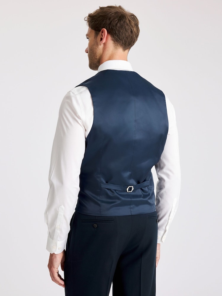 MOSS Dark Teal Slim Fit Flannel Waistcoat - Image 2 of 3 MOSS Dark Teal Slim Fit Flannel Waistcoat - Image 2 of 3