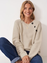 Crew Clothing Natural Harmony Button Neck Jumper - Image 1 of 5