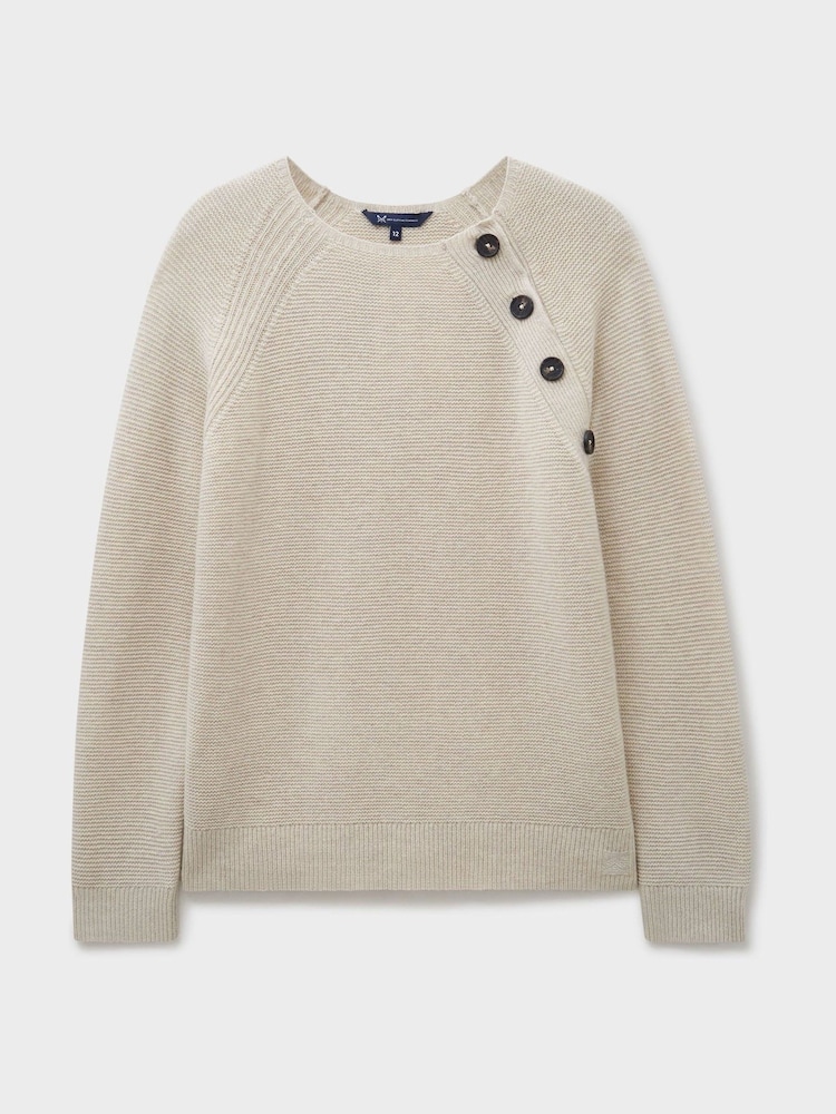 Crew Clothing Natural Harmony Button Neck Jumper - Image 5 of 5 Crew Clothing Natural Harmony Button Neck Jumper - Image 5 of 5