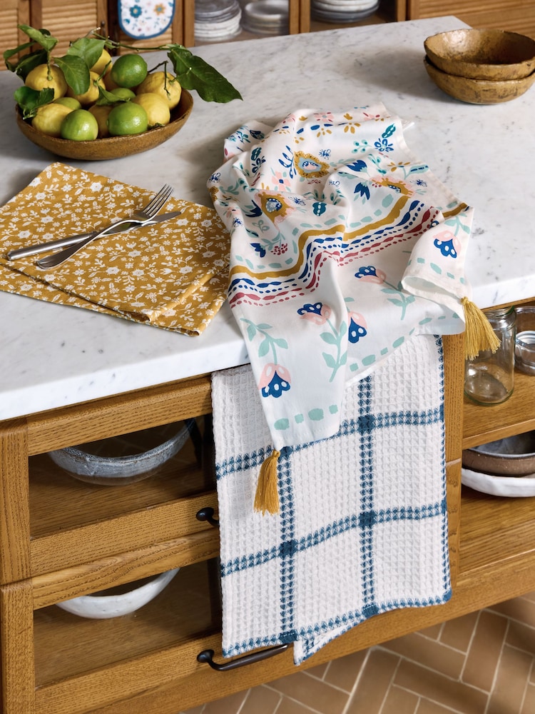FatFace Set of 3 Yellow Tea Towels - Image 1 of 4 FatFace Set of 3 Yellow Tea Towels - Image 1 of 4