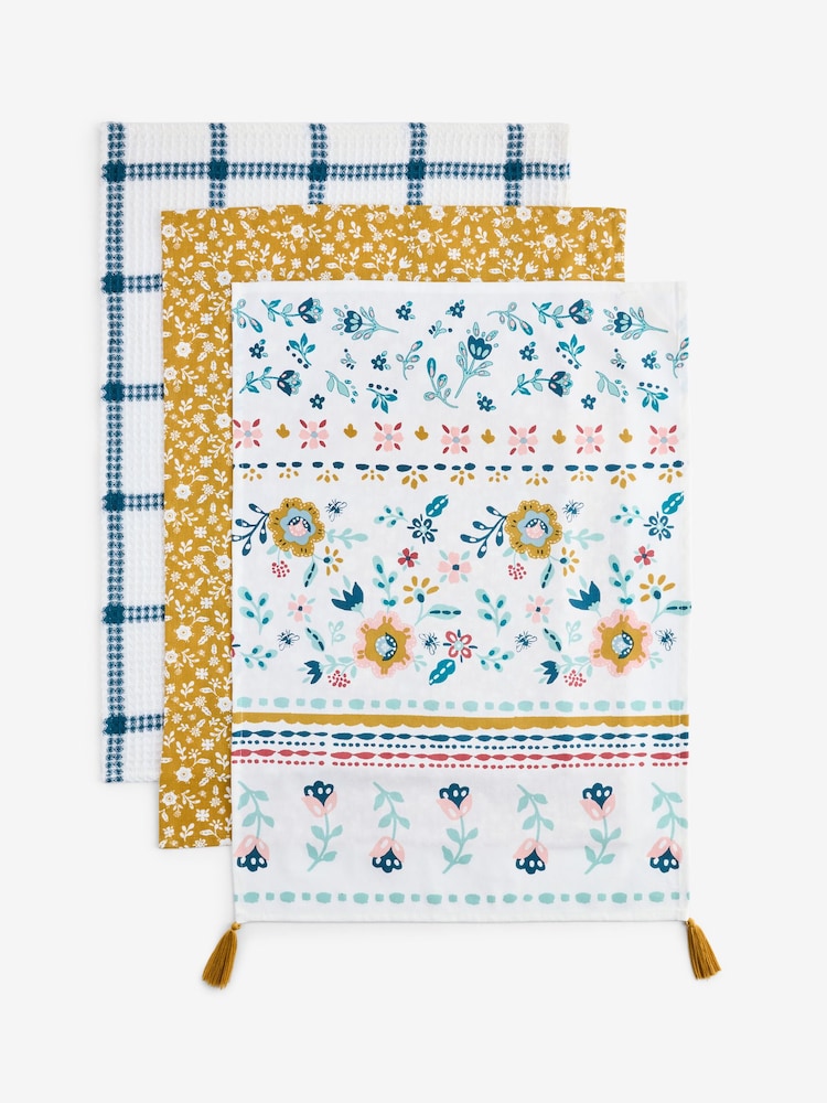 FatFace Set of 3 Yellow Tea Towels - Image 4 of 4 FatFace Set of 3 Yellow Tea Towels - Image 4 of 4