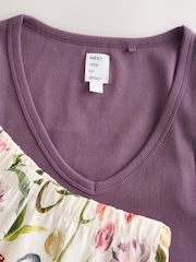 Mauve Purple Scarf Print Rib Scoop Racer Vest and Pyjama Short Set - Image 5 of 8