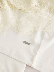 Cream/Yellow Lace Detail Short Pyjamas Set - Image 10 of 11