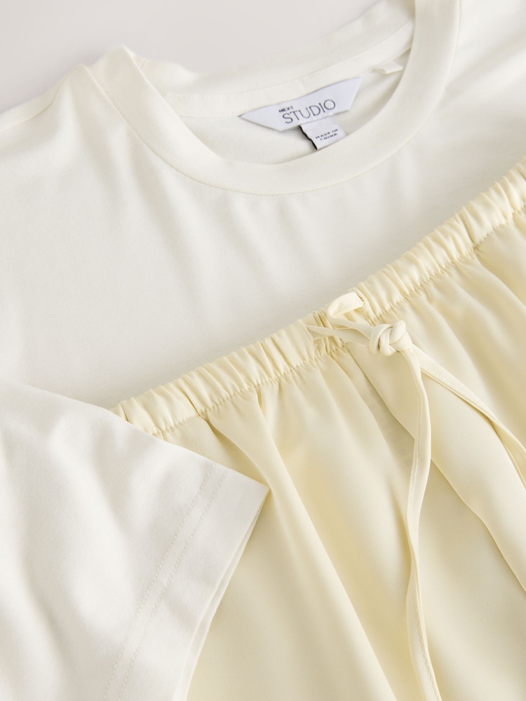Cream/Yellow Lace Detail Short Pyjamas Set - Image 11 of 11 Cream/Yellow Lace Detail Short Pyjamas Set - Image 11 of 11