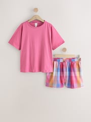 Pink Check Short Pyjamas Set - Image 5 of 7