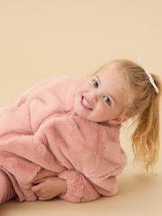 MORI Pink Faux Fur Cosy Zip Up Bomber Jacket - Image 1 of 5