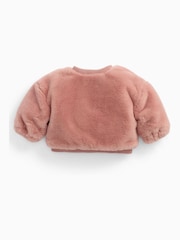 MORI Pink Faux Fur Cosy Zip Up Bomber Jacket - Image 5 of 5