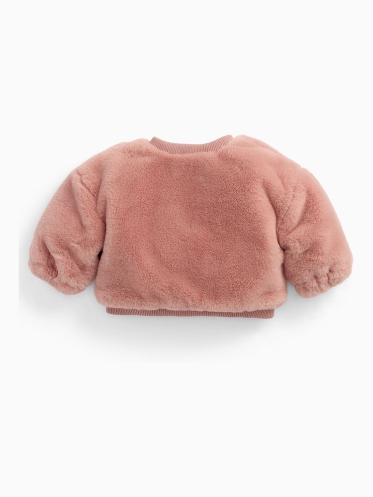 MORI Pink Faux Fur Cosy Zip Up Bomber Jacket - Image 5 of 5