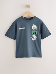 Charcoal Grey Back Print Single Minecraft T-Shirt (3-16yrs) - Image 1 of 4