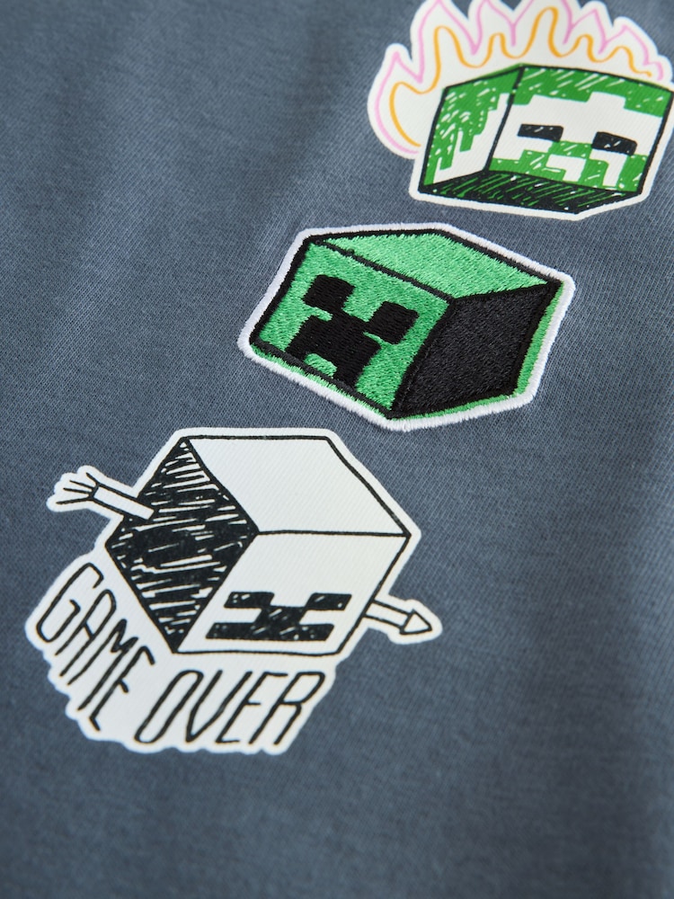 Charcoal Grey Back Print Single Minecraft T-Shirt (3-16yrs) - Image 4 of 4 Charcoal Grey Back Print Single Minecraft T-Shirt (3-16yrs) - Image 4 of 4