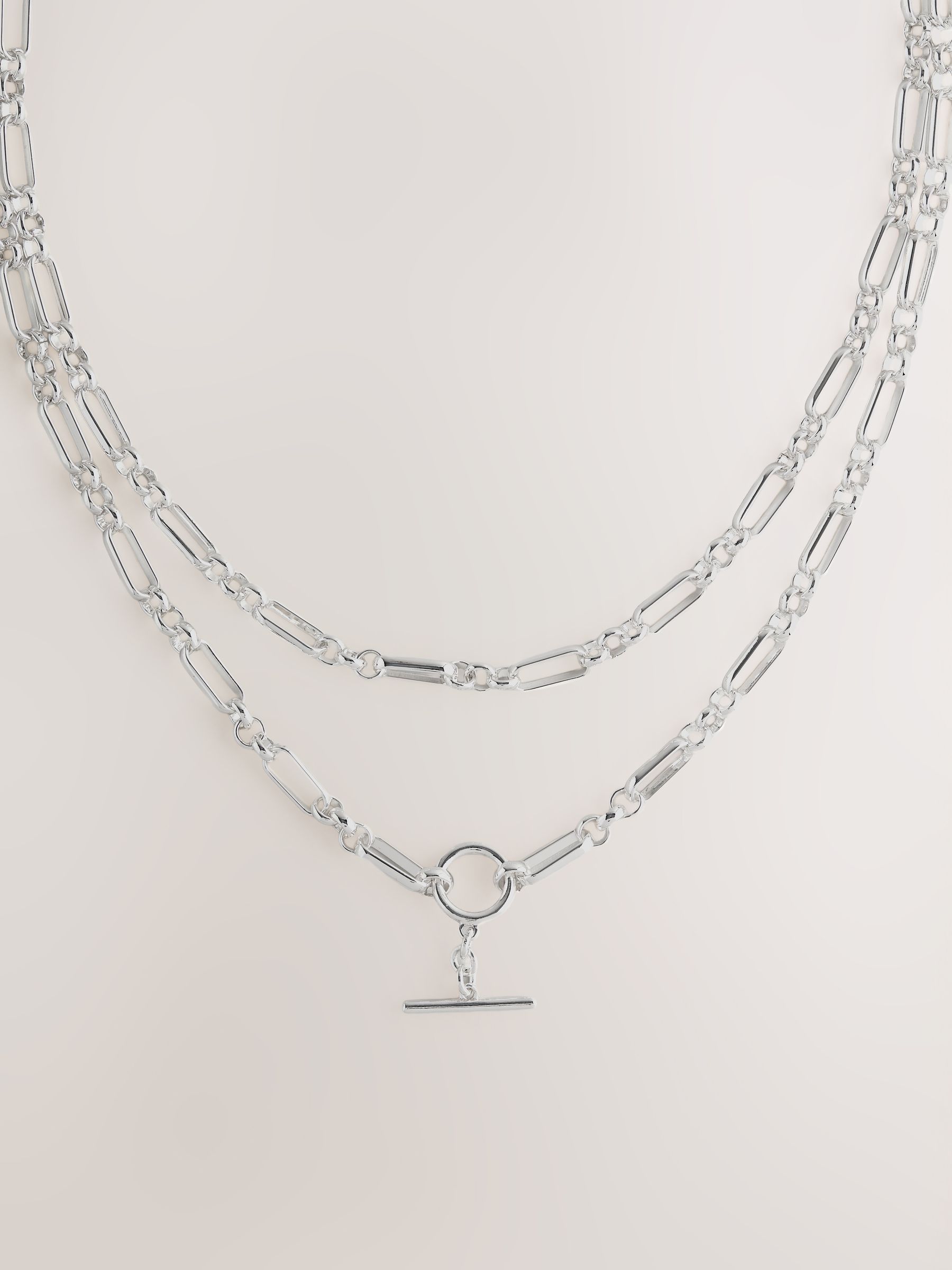 Buy Silver Tone 2 Layer T-Bar Chain Necklace from Next Canada