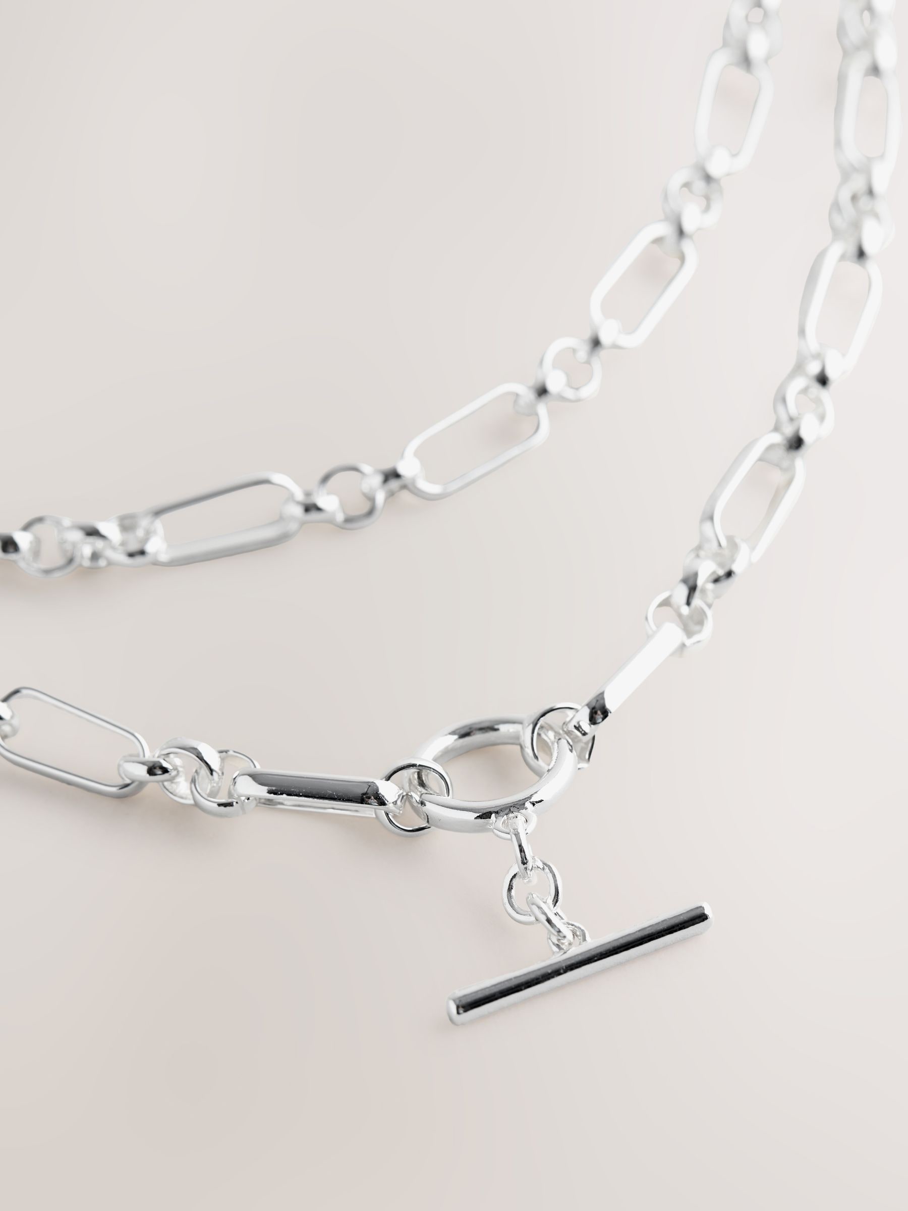 Buy Silver Tone 2 Layer T-Bar Chain Necklace from Next Canada