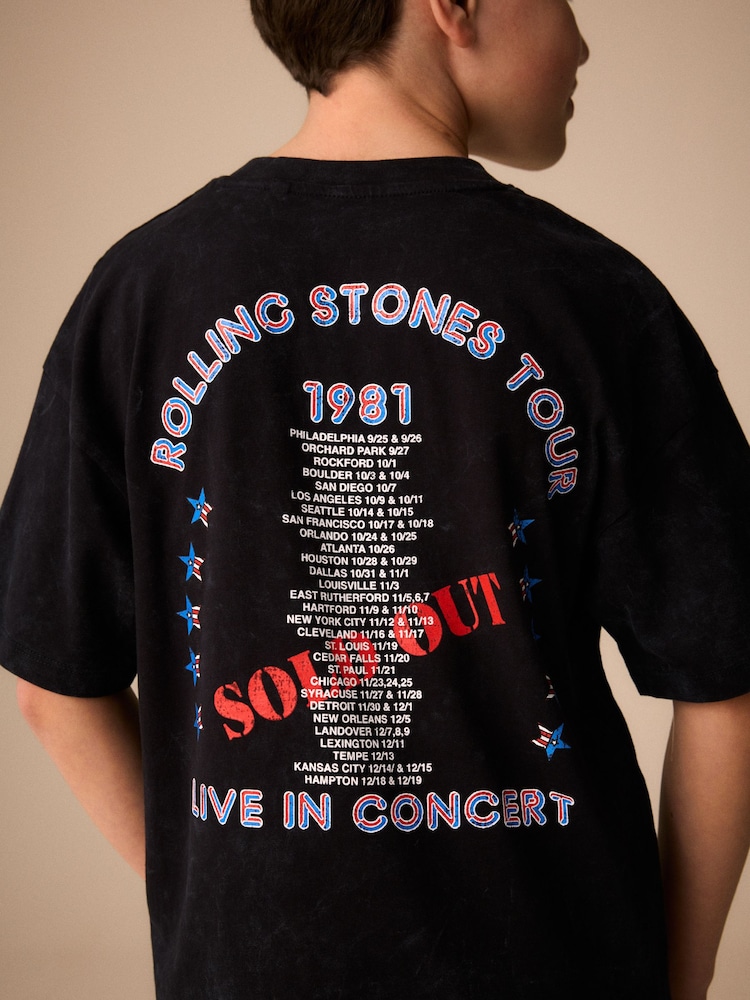 Black Washed Rolling Stones Band T-Shirt (3-16yrs) - Image 2 of 3 Black Washed Rolling Stones Band T-Shirt (3-16yrs) - Image 2 of 3