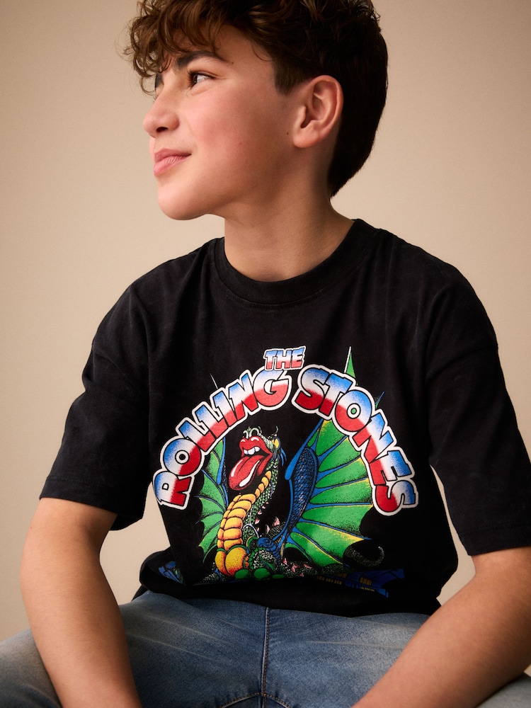 Black Washed Rolling Stones Band T-Shirt (3-16yrs) - Image 3 of 3 Black Washed Rolling Stones Band T-Shirt (3-16yrs) - Image 3 of 3