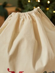 Made Yours Cream Personalised Merry & Bright Christmas Canvas Gift Sack - Image 3 of 3