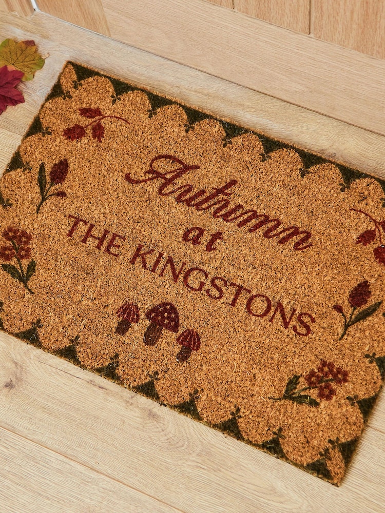 Made Yours Natural Personalised Autumn Coir Door Mat - Image 1 of 2 Made Yours Natural Personalised Autumn Coir Door Mat - Image 1 of 2