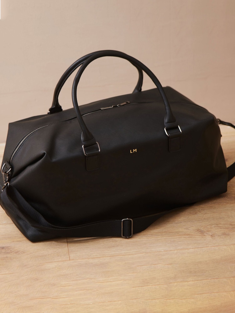 Personalised Weekend Holdall Bag in Black by Made Yours - Image 1 of 3 Personalised Weekend Holdall Bag in Black by Made Yours - Image 1 of 3
