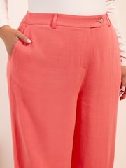 Friends Like These Coral Pink Curve Wide Leg Trousers with Linen - Image 3 of 4