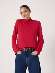Hush Red High Neck Midweight Jersey Top - Image 1 of 4