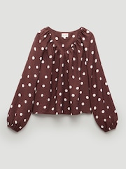 Hush Brown Printed Airflow V-Neck Blouse - Image 1 of 1