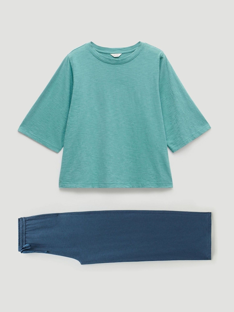 Hush Green Midy Cotton Slub Contrast Cord Pyjamas - Image 5 of 5