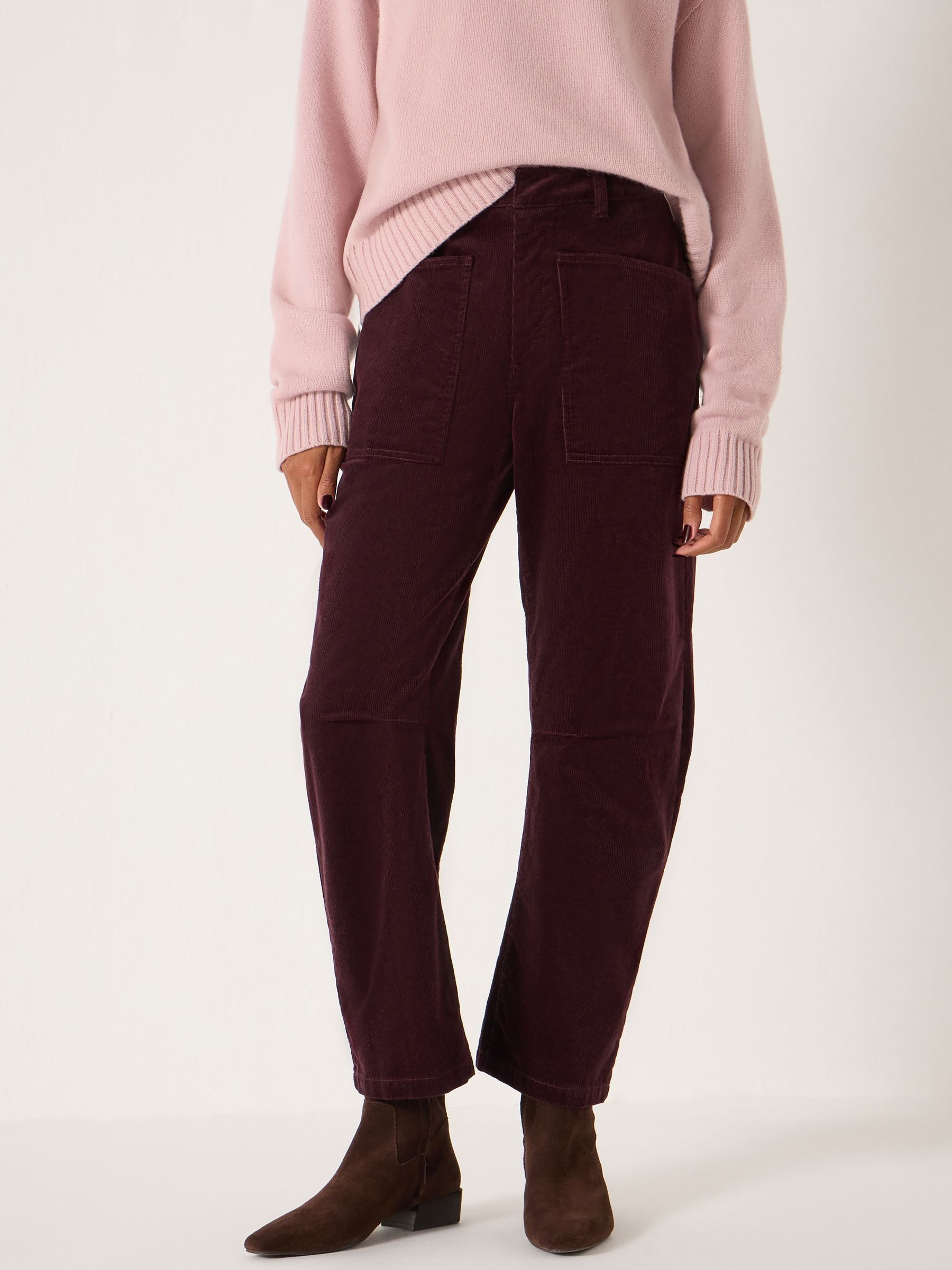 Buy Burgundy Purple - Hush Corduroy Cordi Barrel Leg Trousers from
