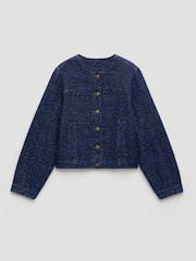 Hush Blue Lurex Collarless Denim Jacket - Image 7 of 7